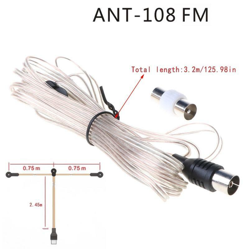 ANT-108 3.2m FM Radio Aerial Cable Female Connector Antenna for Home Amplifier