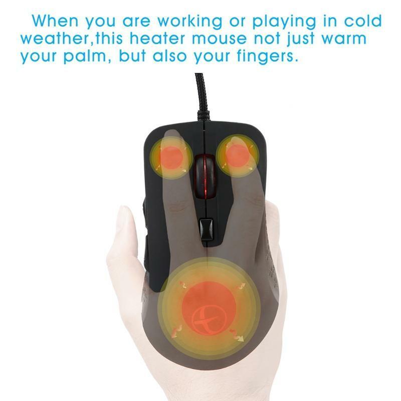 2400 DPI Heating Warmer Hands USB Wired Gaming Mouse for Notebook Computer PC