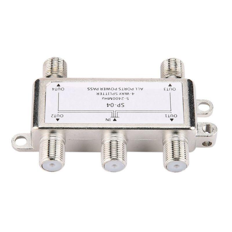 5-2400MHz 4 Way HD Digital Coax Cable Splitter 4 Channel Satellite/Antenna TV