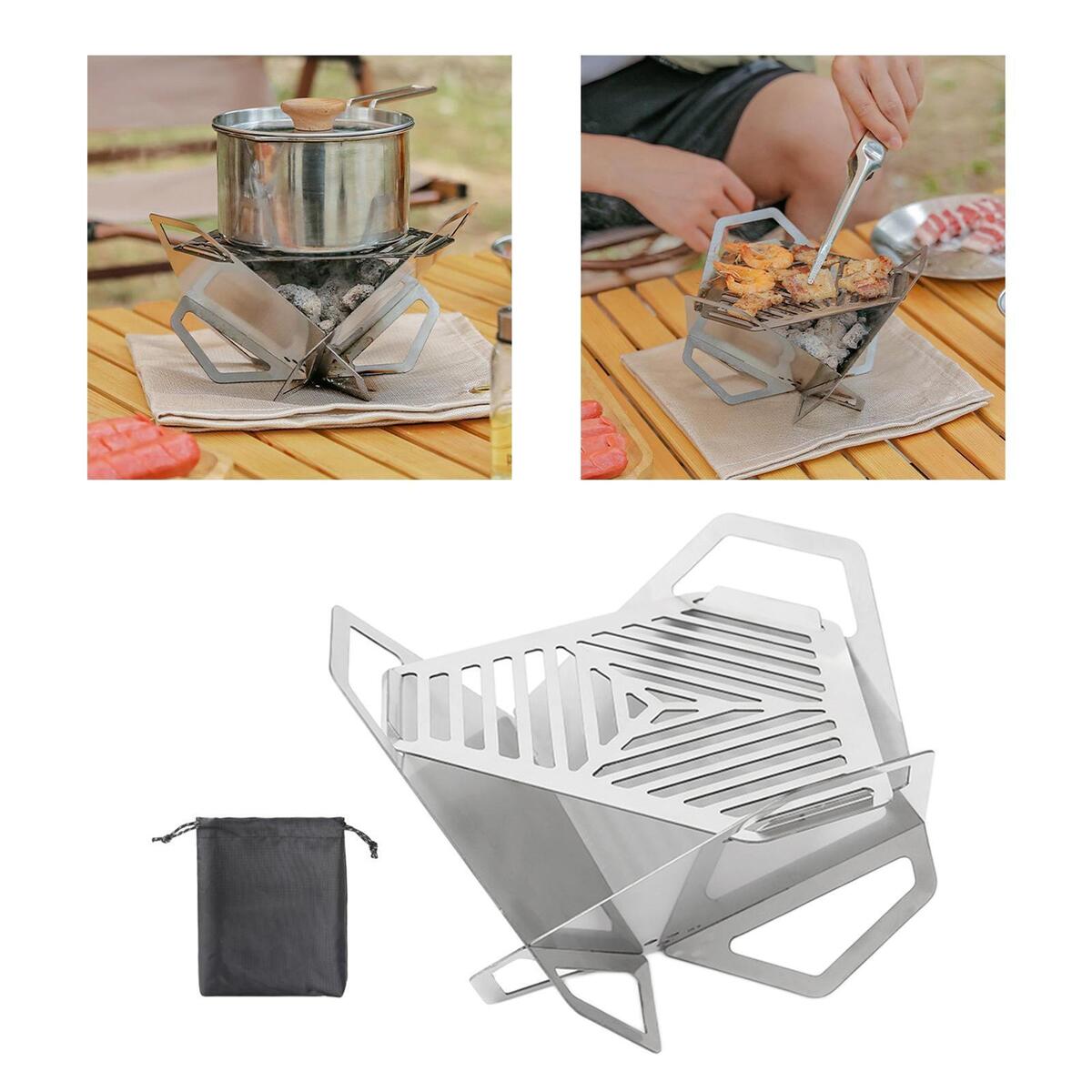 Campfire Barbecue Grill Stove with Carry Bag Compact for Garden Cooking BBQ