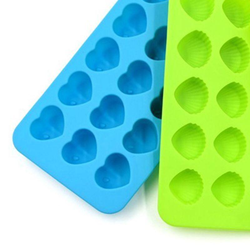 3-in-1 Chocolate Mould 15 Grid Hearts Stars Shells Shape Oven Pan Bake Cookies