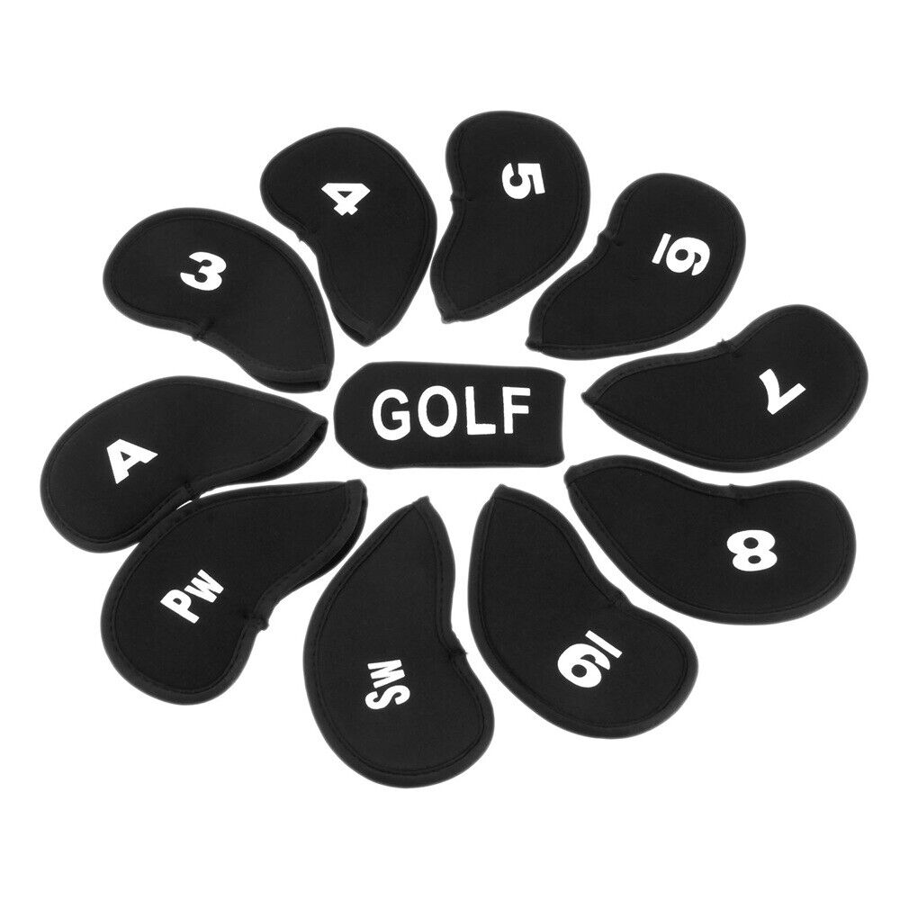 PRO Black Golf Head Covers Golf Iron Protector Case Cover With Numbers 11pcs/Set