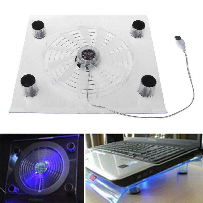 Laptop Cooler USB Cooling Big Fan LED Light Cooler Pad Stand for 15" PC Notebook