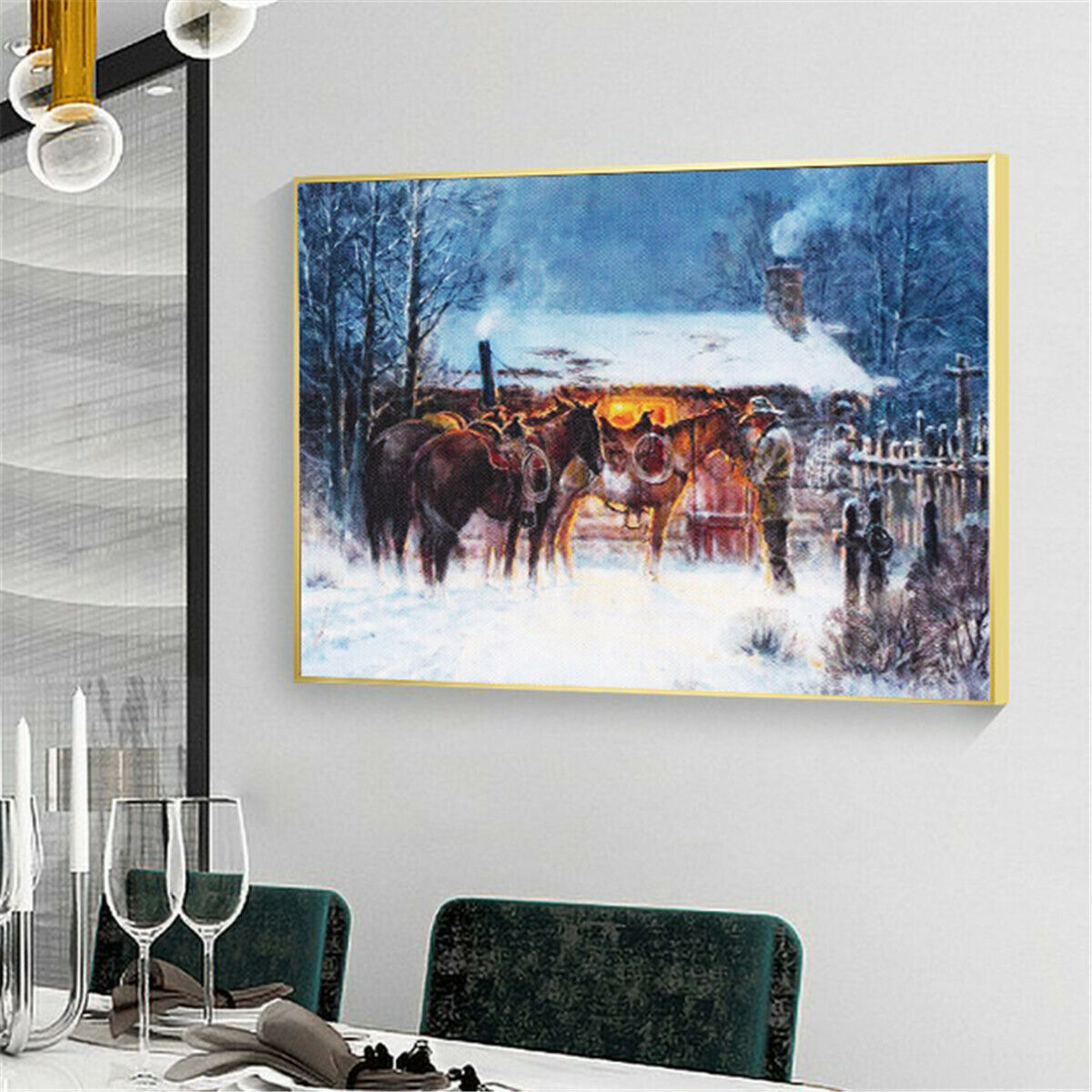 Western Cowboy Horse Winter HD Canvas Print Picture Wall Art Poster  Home Decor