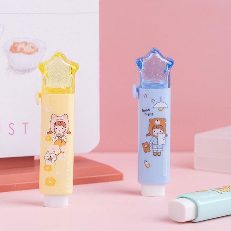 Retractable Pencil Eraser Sliding with Sleeve for Home Office School Stationary
