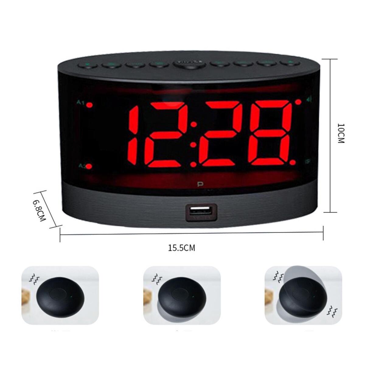 Vibrating Alarm Clock with Bed Shaker Adjustable Dimmer Easy Set for Bedroom