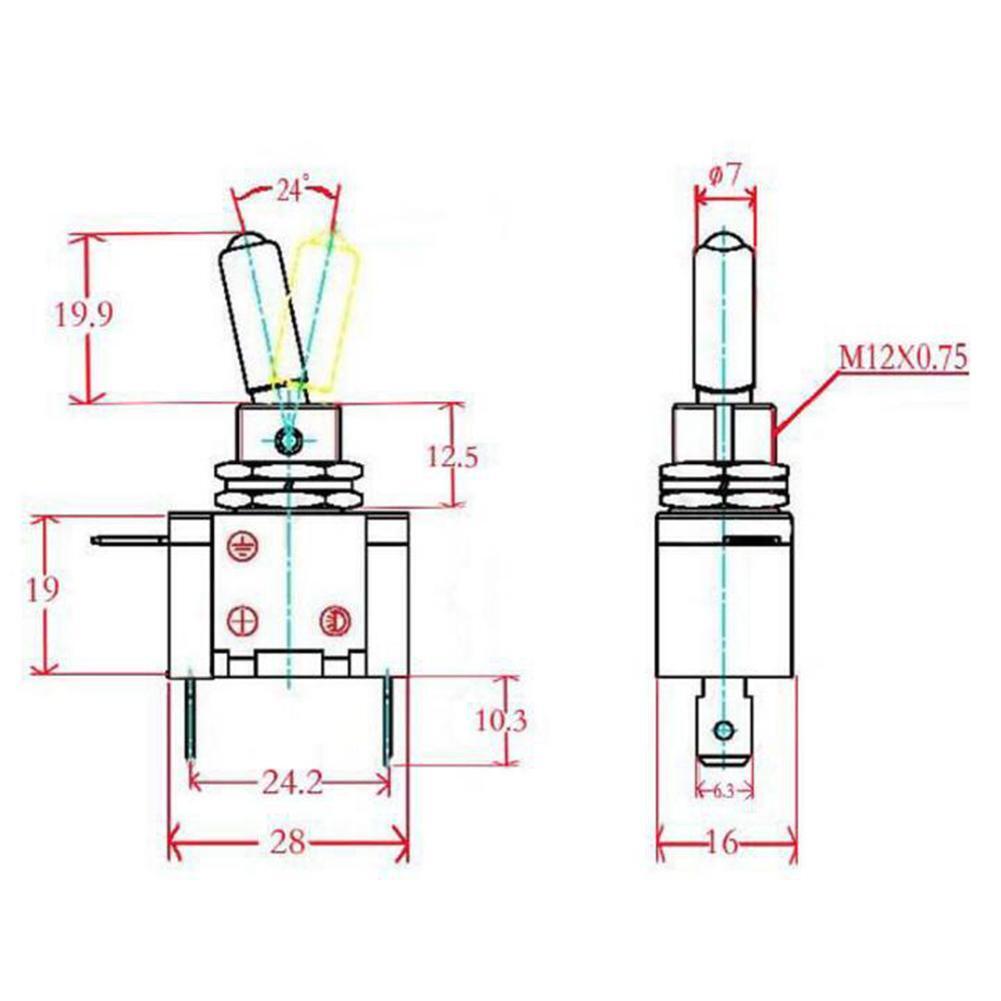 Car Illuminated LED Toggle Switch Control ON/OFF+Aircraft Missile Cover (C)