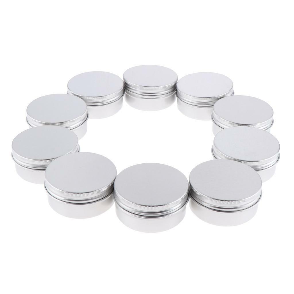 10Pcs 50ml Aluminum Round Lip  Tin Storage Jar Containers with Screw
