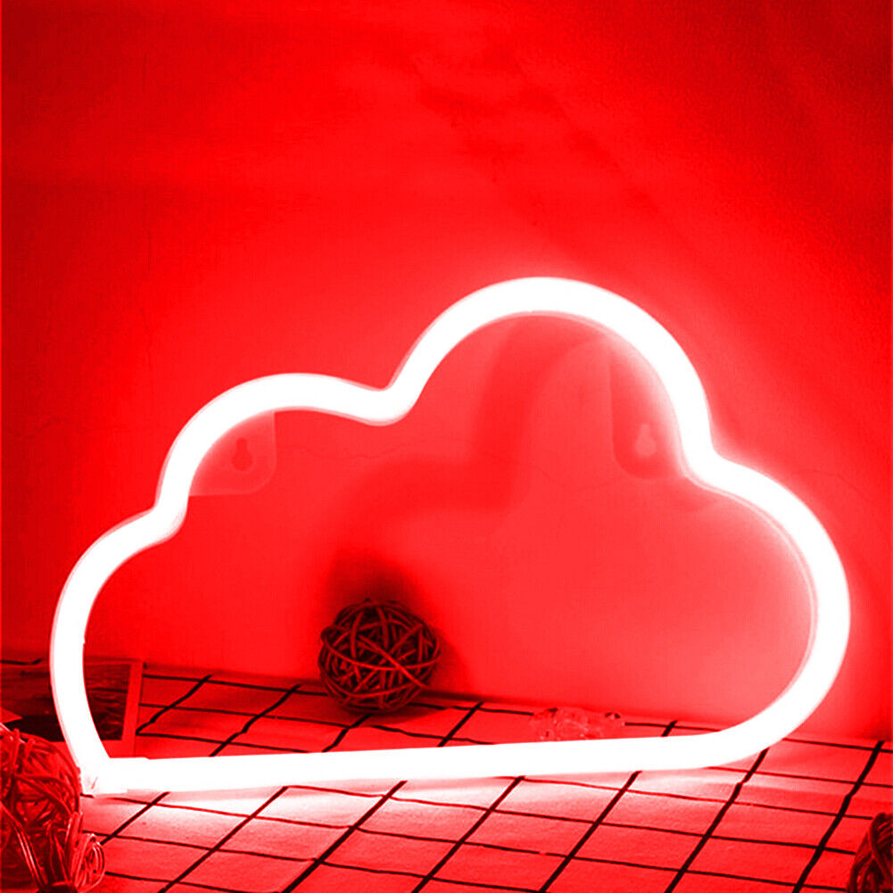 Cartoon Cloud Sign Neon Light USB Battery Operated Art Hanging Lamp (Red)