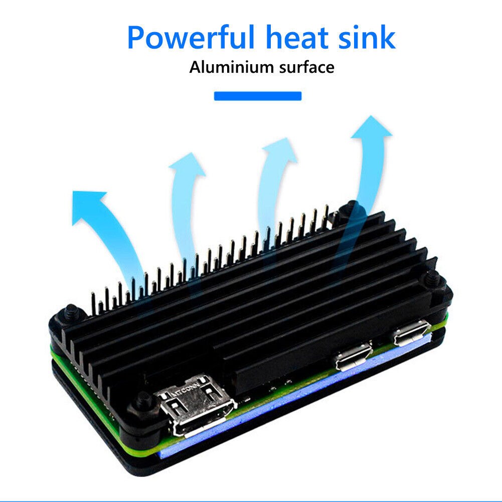 For Raspberry Pi Zero 2W Aluminum Shell Kit w/Vertical Pin Header (Black A)