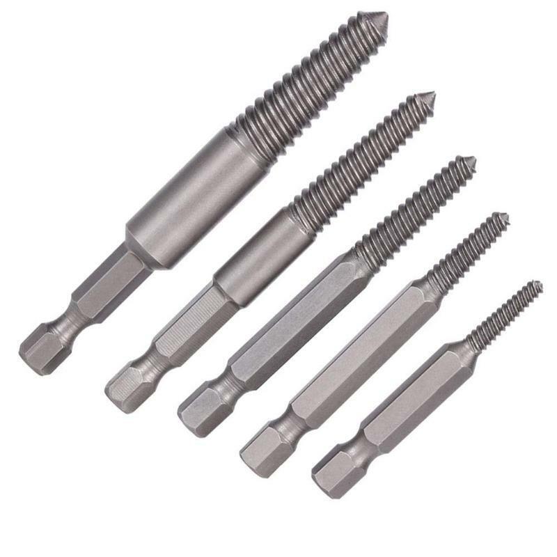 Broken Screw Remover Set Hex Shank Fine Teeth Damaged Bolts Removal Tool 5 Pcs