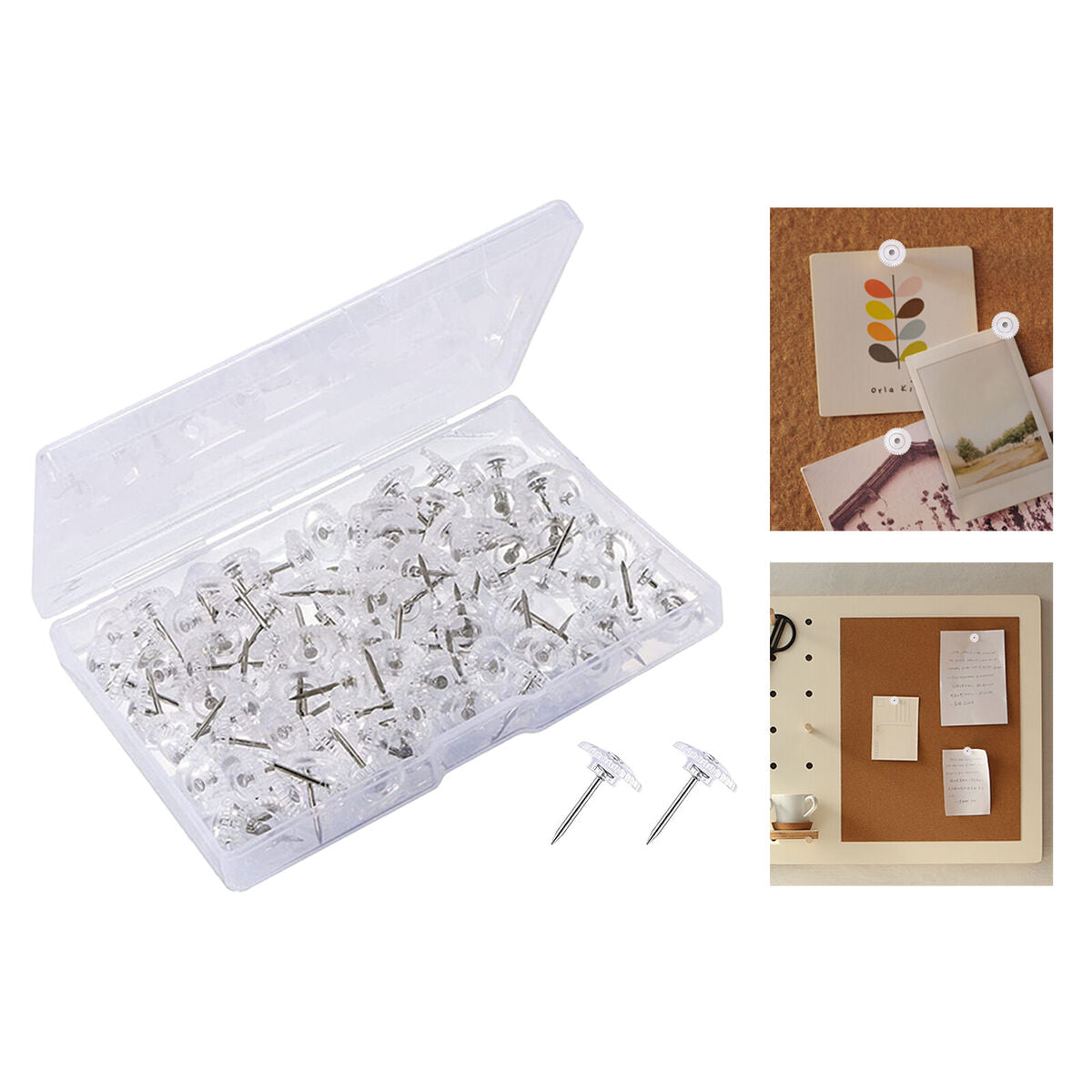 100Pcs Clear Push  Cork Boards Paper Drawing  Craft  Storage
