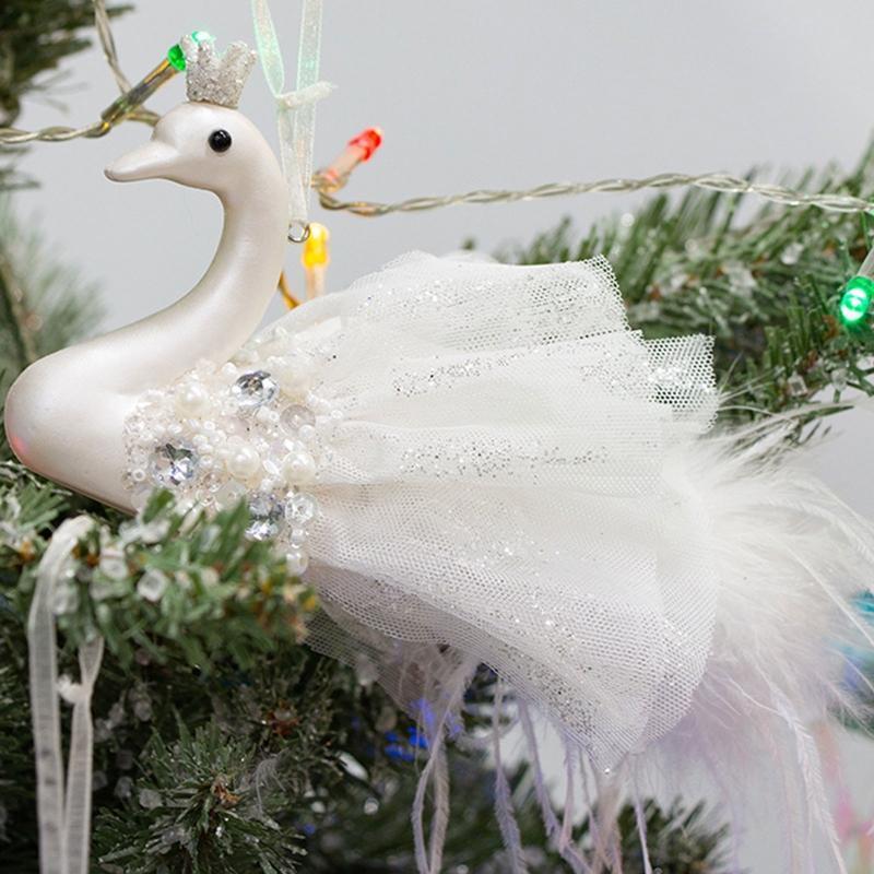 Christmas Swan Pendant Set of 2 Elegant Winter  Front Door Window Decor