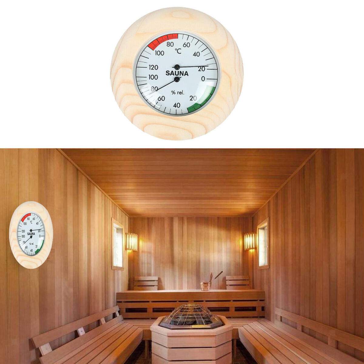 Wooden Sauna Hygrothermograph  Hygrometer, Sauna Room Humidity and