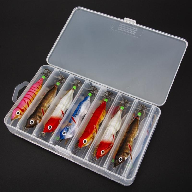14Pcs Shrimps Squid Jigging Fishing Lure Cuttlefish Bait Wobbler For Sea Fishing