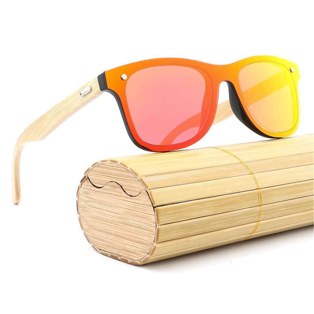 Bamboo Wood Legs Sunglasses Fashion Eyeglasses Eyewear for Women Men Red