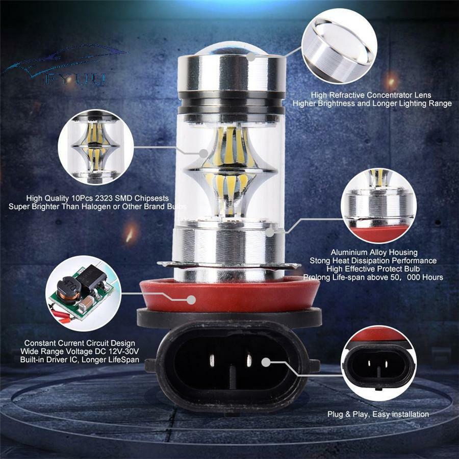 2x LED Fog Light Bulbs H11/H8 High Power White Driving Light Bulb SMD LED Bulbs