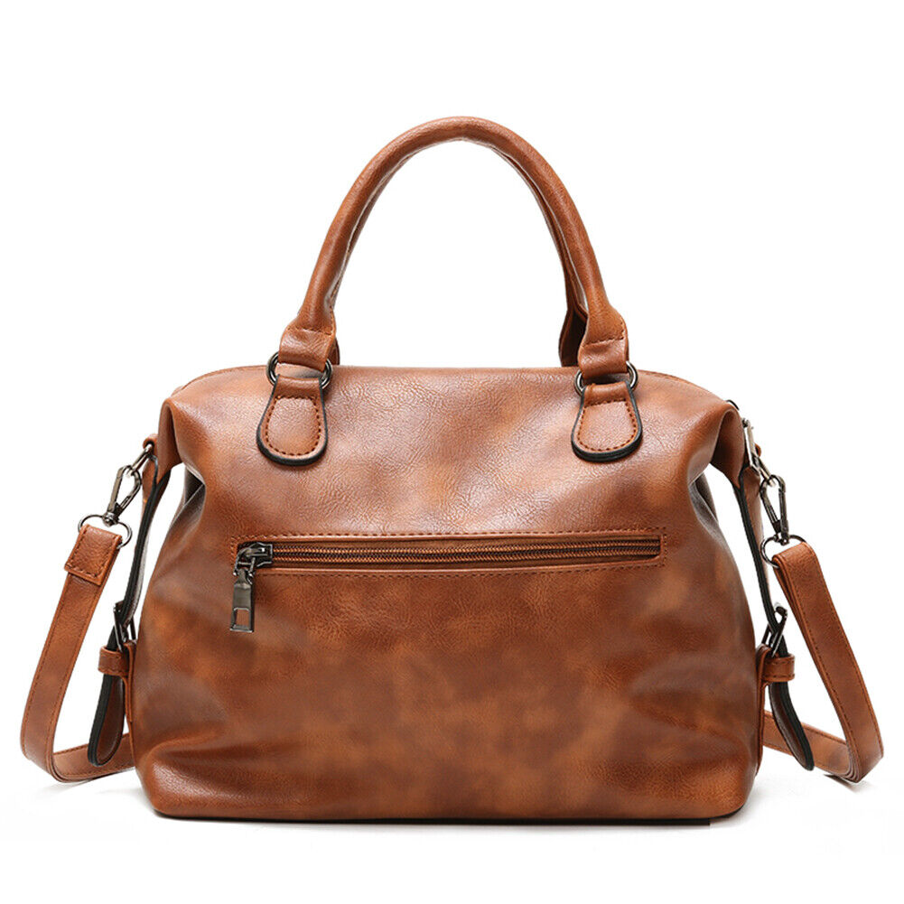 Fashion Women Solid Color PU Messenger Bag Casual Large Handbags (Brown)