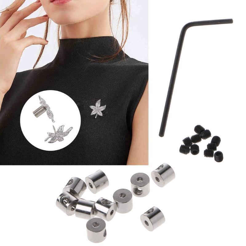 10 Pcs Pin Keepers Pin Safe Locks Pin Backs Clasp Locking Pin with Wrench Tools
