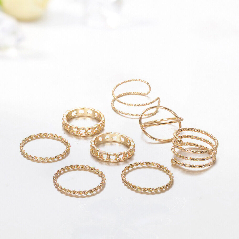 8pcs Multilayer Twist Women Knuckle Rings Women Charming Wedding Jewelry