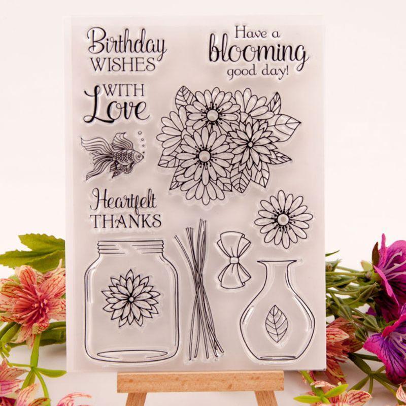 Flower Vase Silicone Clear Seal Stamp DIY Scrapbooking Emboss Photo Album Card