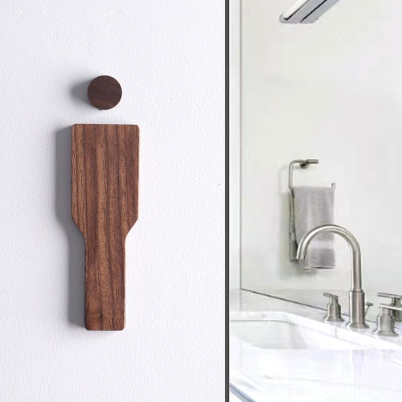 Wooden Male Female Signs Decorative Toilet Signs Self-adhesive Easy Installation