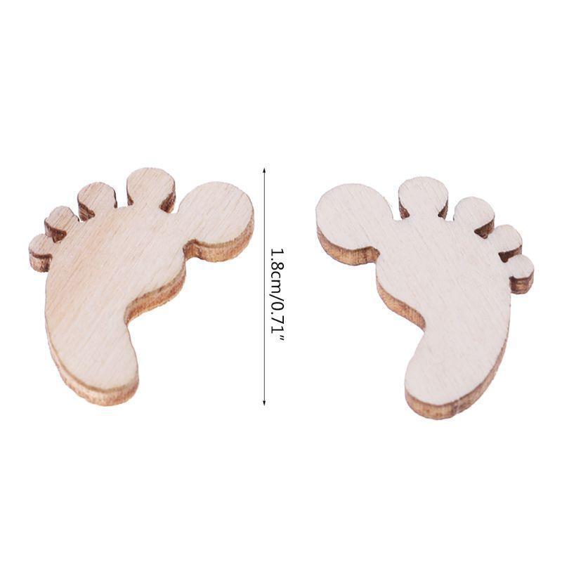 100 Pcs Little Feet Wooden Slices Kit Party Props Wood Embellishments Gift Tags