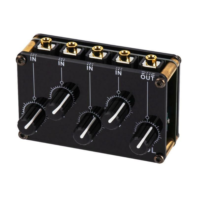 Audio Mixer Stereo 4-in-1-out AUX Passive Mixer 3.5mm Line Levels Control