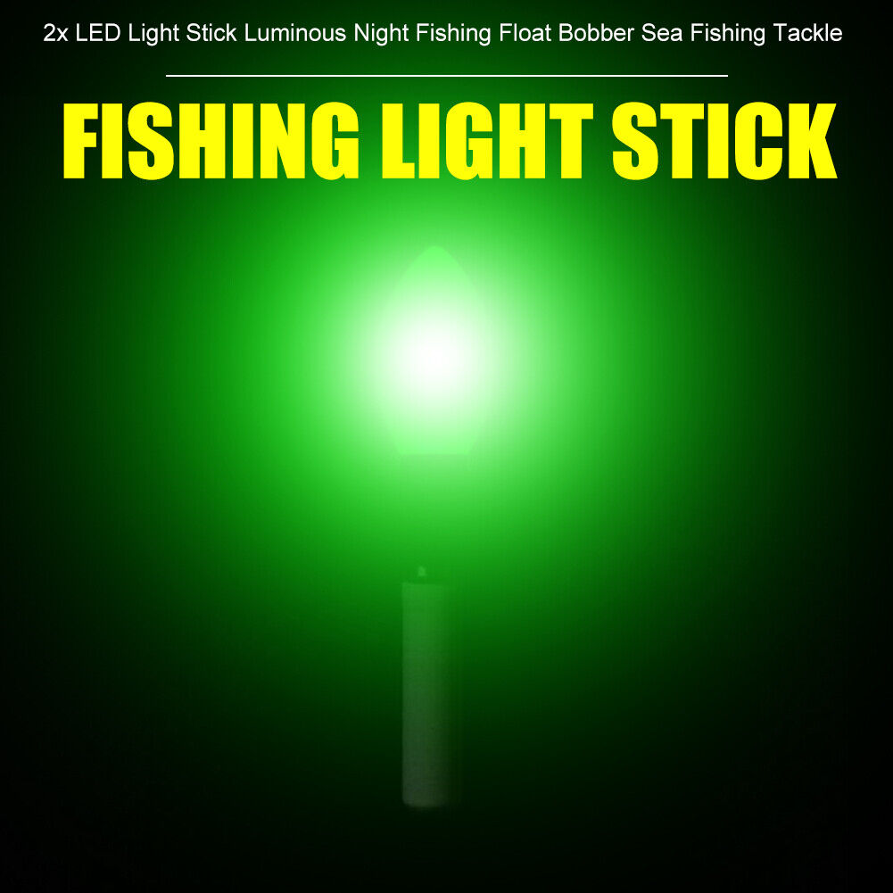 2x LED Light Stick Luminous Night Float Bobber Sea Fishing Tackle (Green)