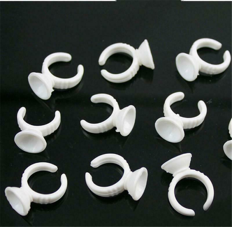 100Pcs Disposable Glue Ring Pallet Holder for Eyelash Extension Tattoo Pigmen KQ