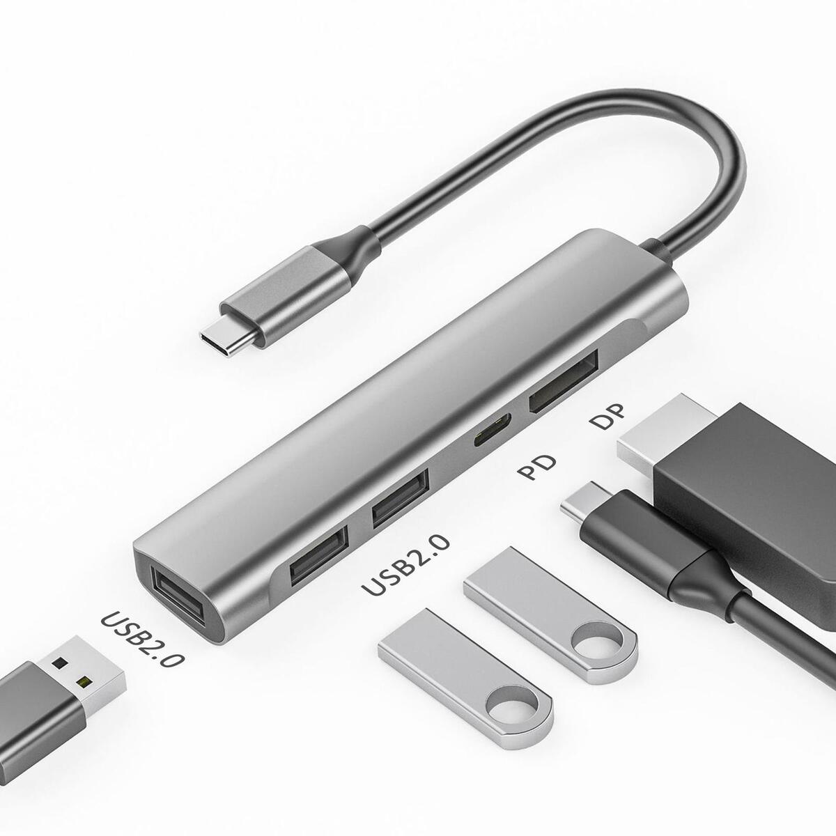 PD 60W USB 2.0  Hub Adapter for Electronic Equipment Laptop