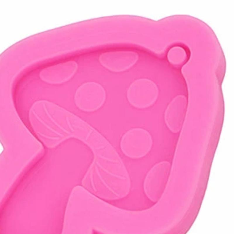 Shiny Toadstool Mushroom Pendant Silicone Mold Keychain Necklace Casting Mold