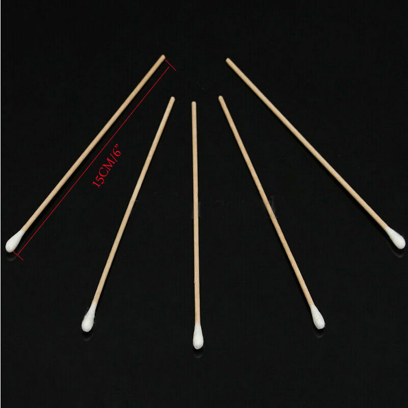 100Pcs Medical Swabs 6'' Long Wood Handle Sturdy Cotton Applicator Swab Q-tip