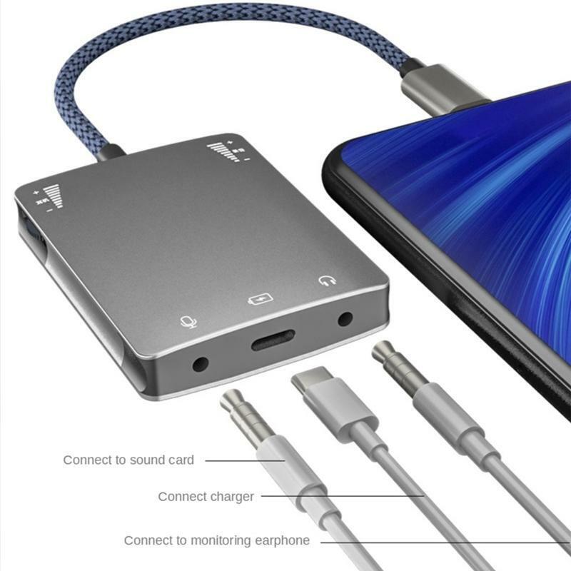 Typec Mobile Phone Adapter Sound Card Converter for K Song/Charging/ Sound Card