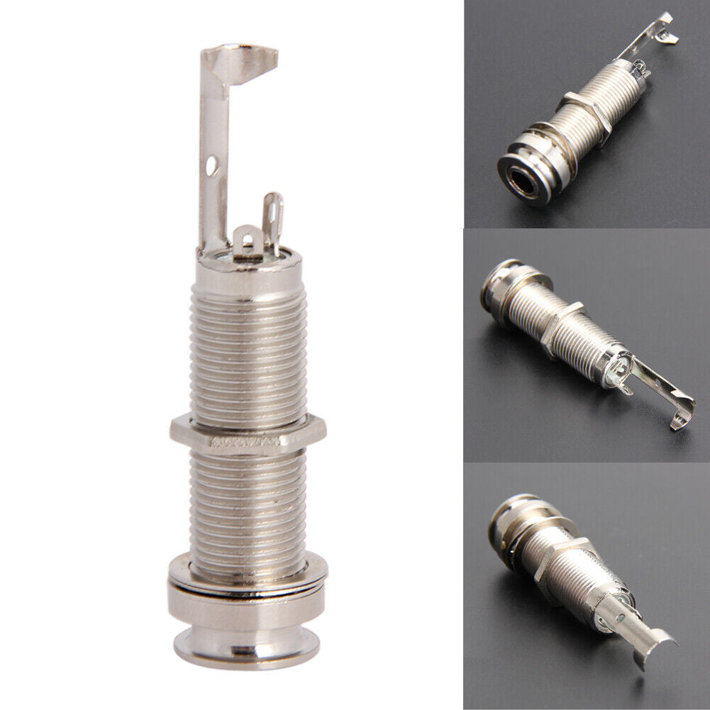 NICKEL GUITAR ENDPIN JACK 3 PRONGS THREADED CYLINDER LONG LEG