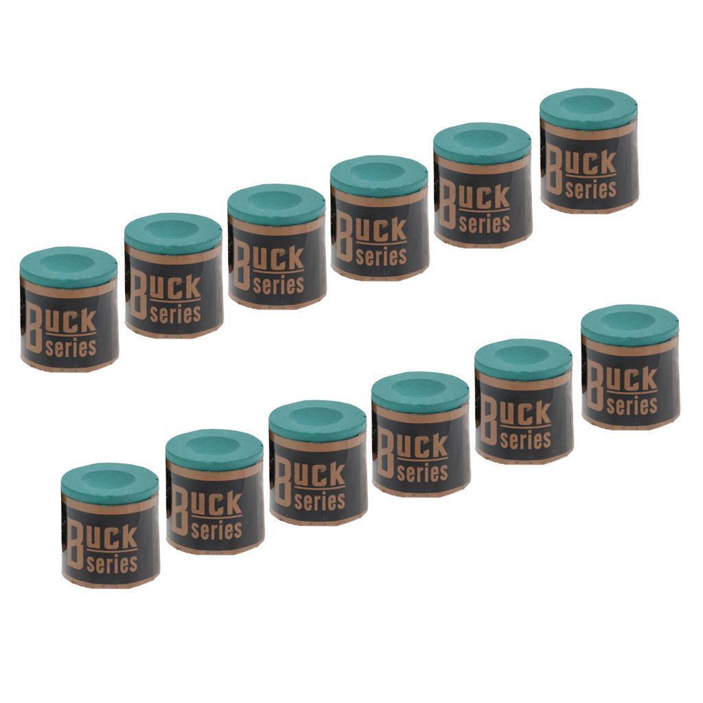 Premium 12 Pieces/Pack Snooker Pool Cue Tip Chalk Billiard Accessories Green
