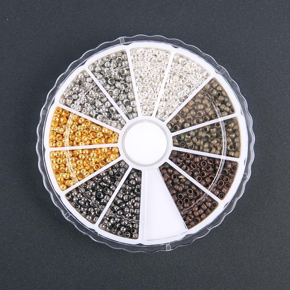 3000pcs 6colors/box 2mm Brass Round Crimp End Beads for Jewelry Accessories