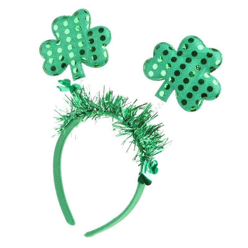 Saint Patrick's Day Hairband Glitter Shamrock Headband Head Bopper Photo Props