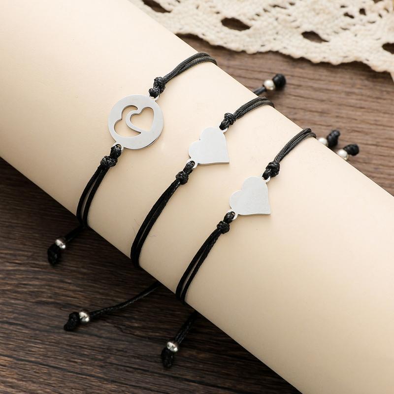 3 Pieces Love Heart Long Distance Relationship Bracelets Cute Jewelry Gifts