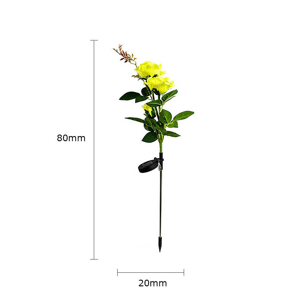 IP65 Waterproof Solar Powered 3 LED Rose Light Garden Ground Lamp (Yellow)