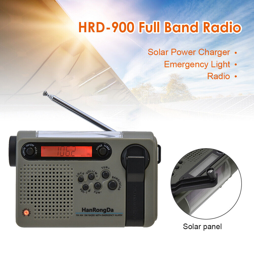 Full Band Solar Powered AM/FM/SW Radio Emergency LED Flashlight Power Bank