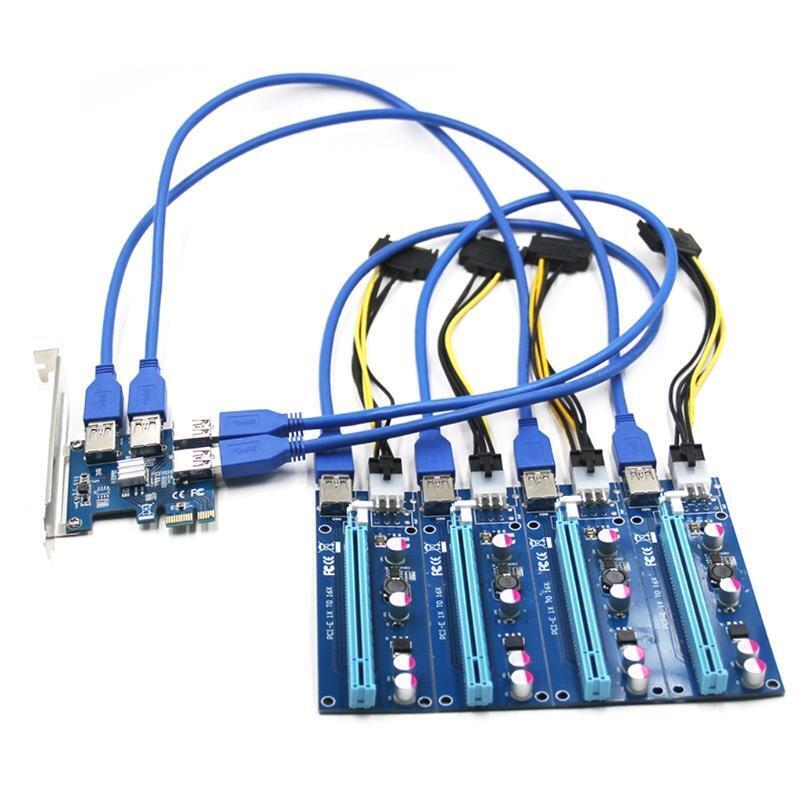 4 Ports PCI Express Multiplier Riser Card 1X to 16X USB 3.0 1 to 4 Adapter Card