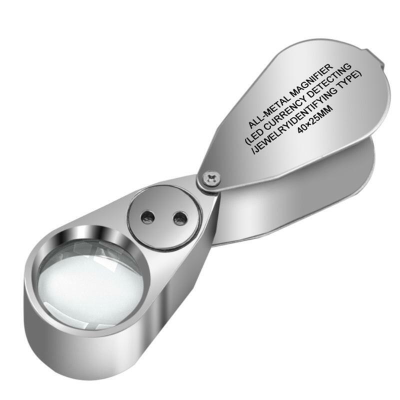 40X Full Metal Illuminated Jewellery Magnifier Folding Scientific Document Loupe