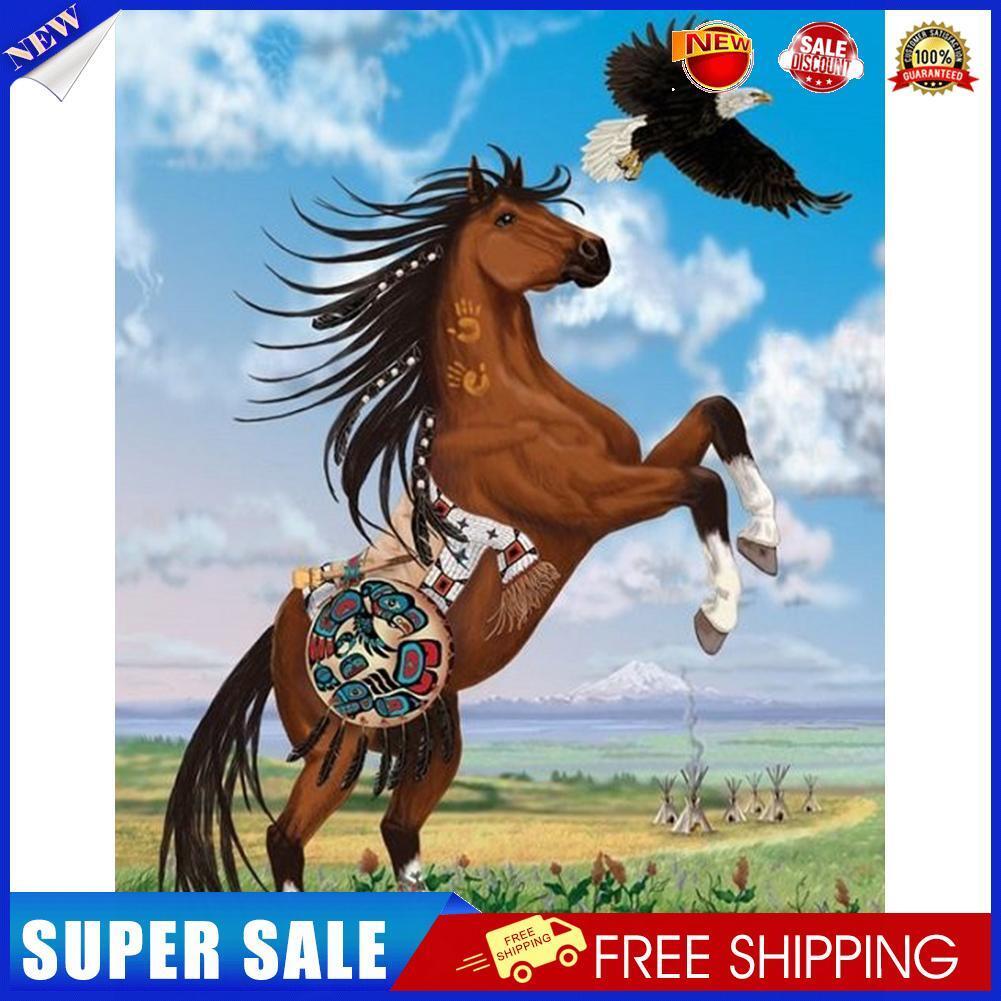 DIY Diamond Painting Grassland Horse Full Round Drill Mosaic Picture Decor