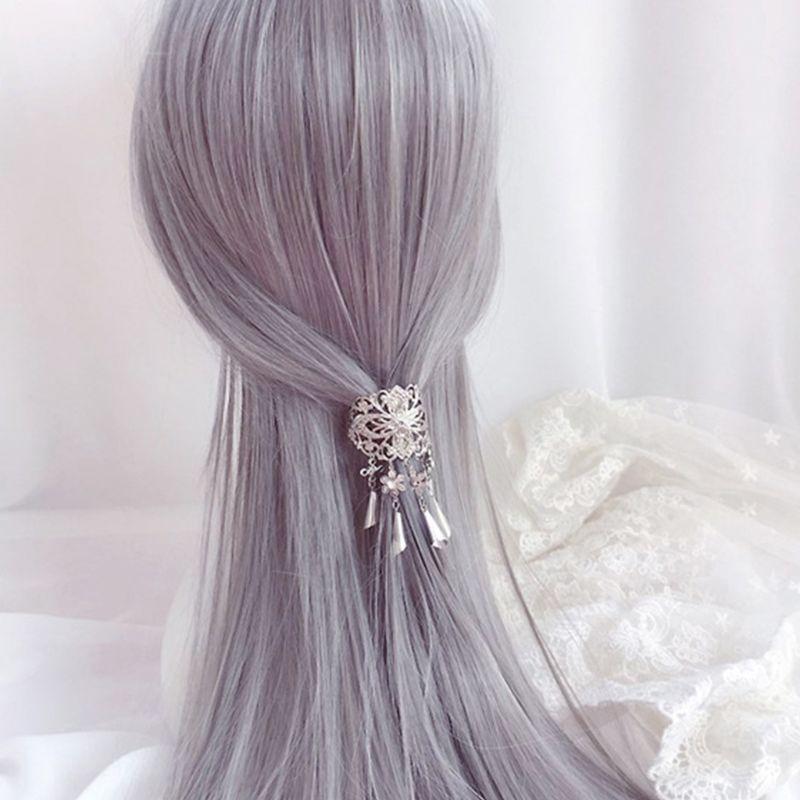 Women Ancient Chinese Style Metal Alloy Hair Clips Hollow Out Carving Floral