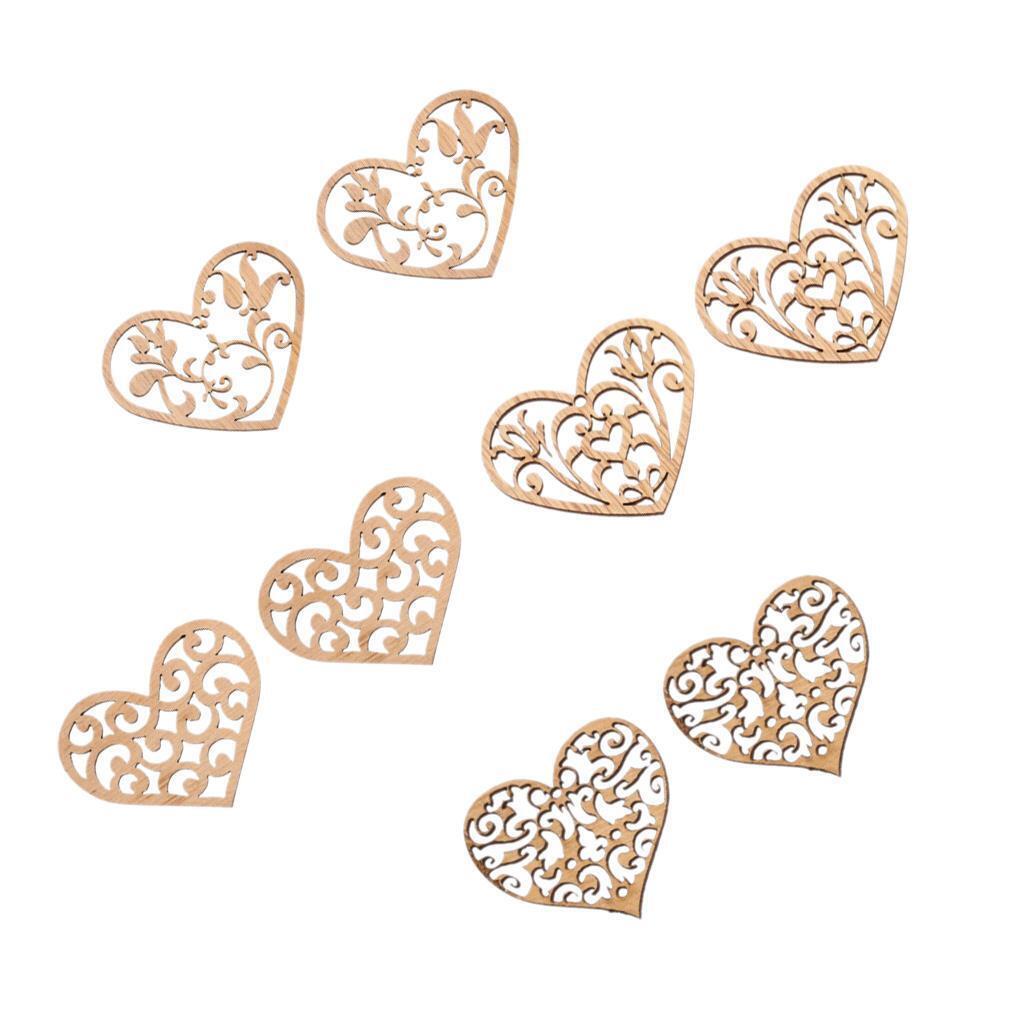 8 Pieces Unfinished Wood Hollow Heart Shape Wooden Plaque Embellishments