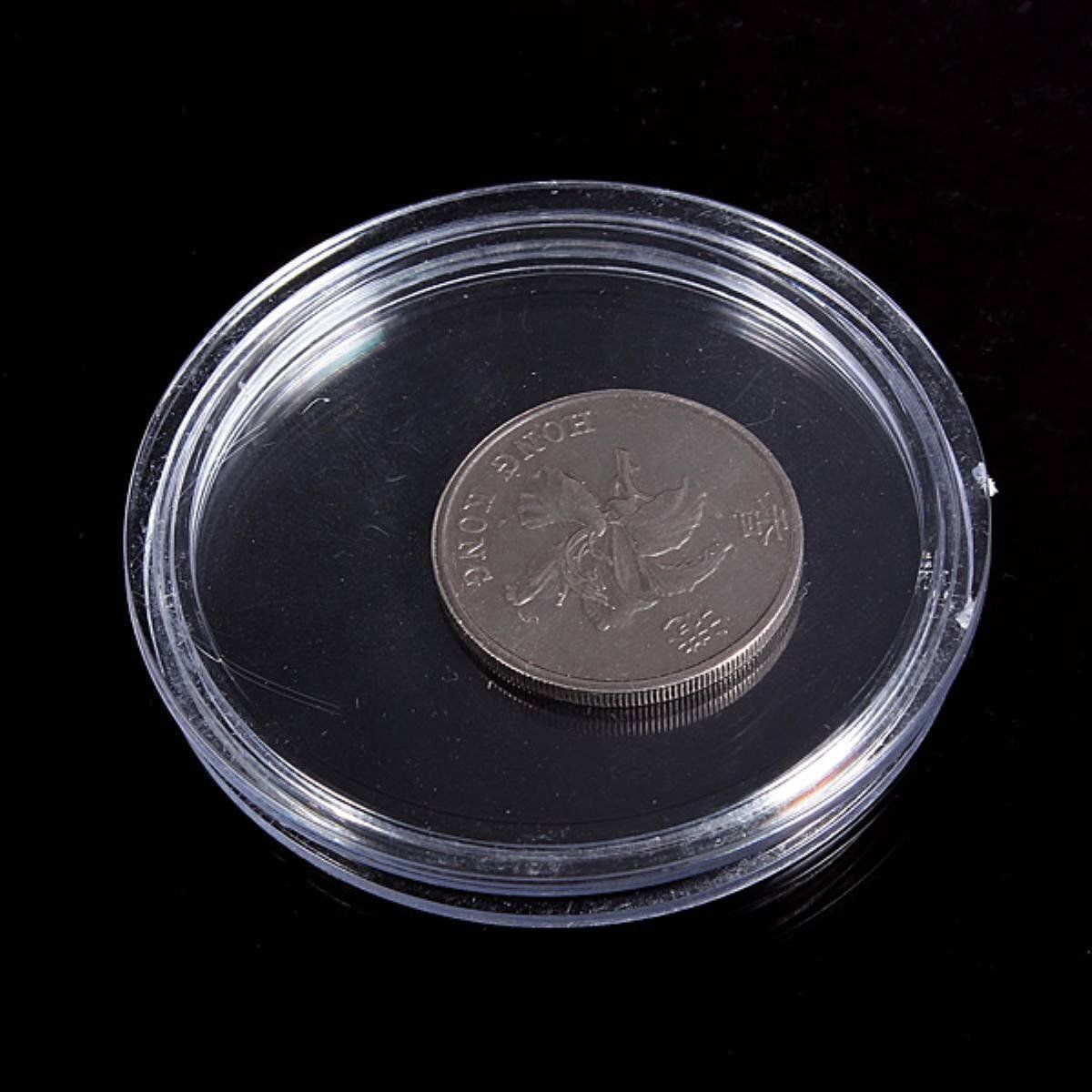 10 pcs Small round transparent plastic coin capsules box 21mm L4R2 D2A4
