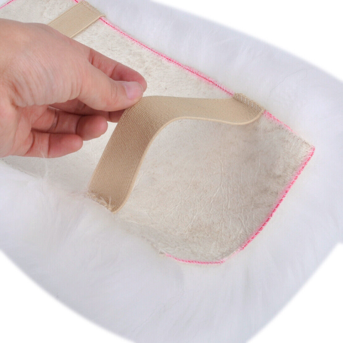 White Car Sheepskin Wool Center Console Armrest Cover Wool Mat Pad Cushion Li