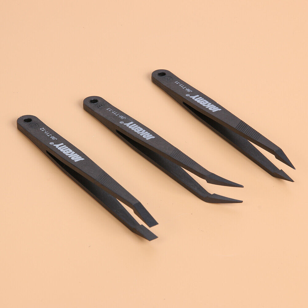JAKEMY Anti-static Glass Fiber Tweezers Set Straight and Curved Tweezers