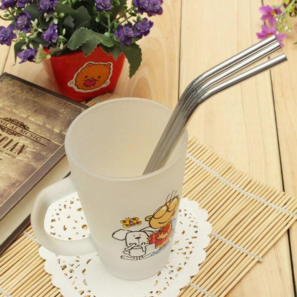 Reusable Stainless Steel Drinking Tube Straw Bend Pipette Suction Pipes
